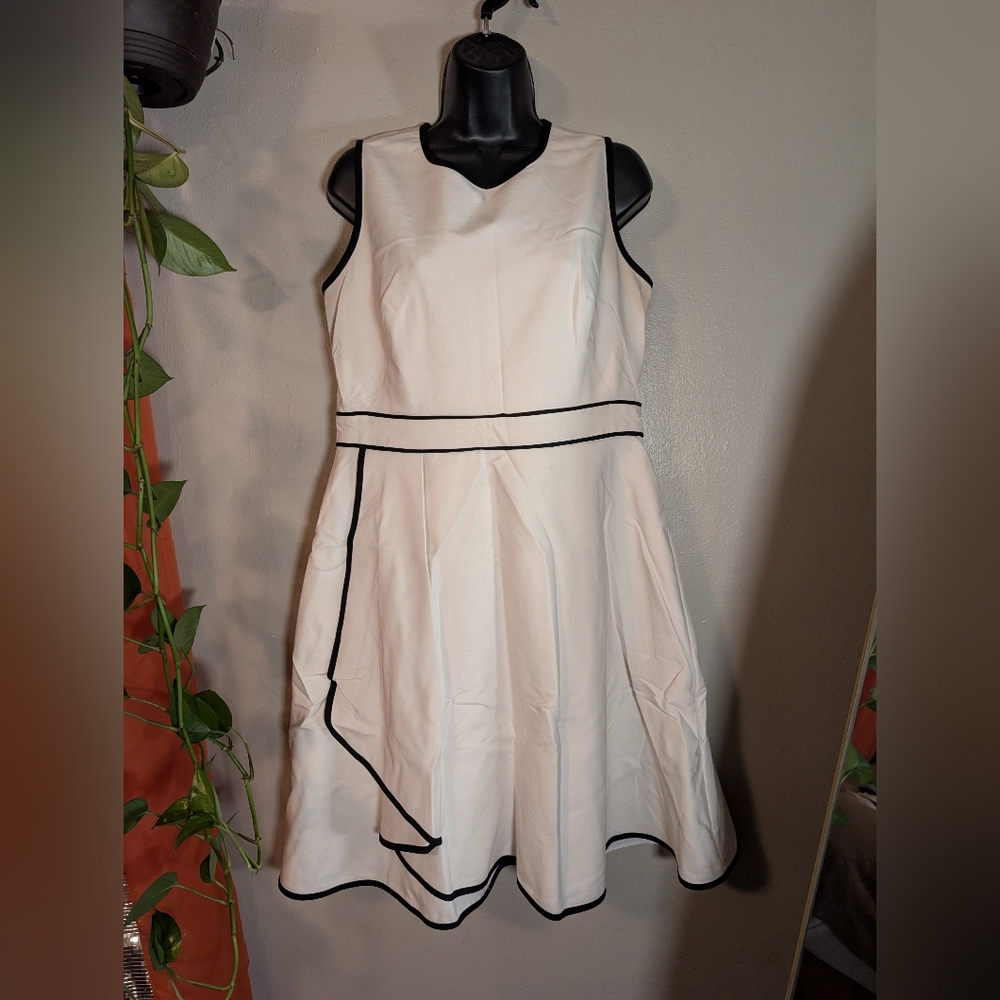 Calvin Klein White Dress with Black Accents